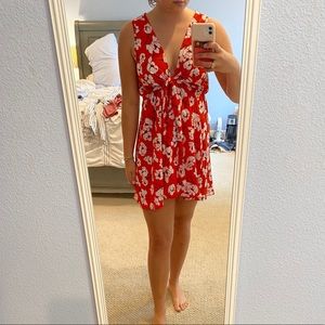 Red floral dress